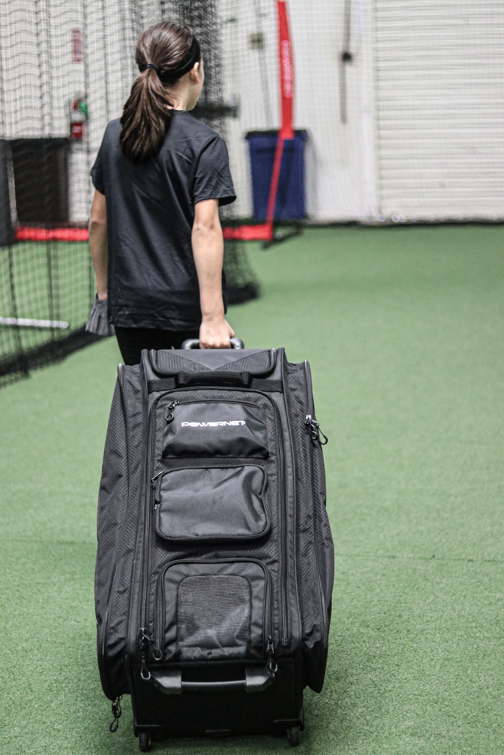 PowerNet Optimus Catcher's Gear Bag, Rolling Baseball Bag Holds All Softball Baseball Gear, Baseball Accessories, 7 Bat Sleeves, Cleat Pocket & Hooks