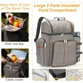 thumbnail image 5 of Picnic Backpack for 4,Picnic Basket Set,Leakproof Picnic Bag,Beach Cooler Backpack with Insulated Cooler Wine Pouch,Picnic Blanket, Double Deck Picnic Backpack for Beach,Camping,Park(BrushedKhaki), 5 of 7