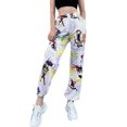 thumbnail image 2 of TRKIYQC Pantalones de Parte Inferior Cerrada para Mujer, Pantalones de Calle Elásticos de Cintura Alta con Estampado de Graffiti Blanco con Bolsillos TRKIYQC moda, 2 of 9