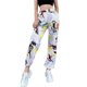 thumbnail image 2 of TRKIYQC Pantalones de Parte Inferior Cerrada para Mujer, Pantalones de Calle Elásticos de Cintura Alta con Estampado de Graffiti Blanco con Bolsillos TRKIYQC moda, 2 of 9