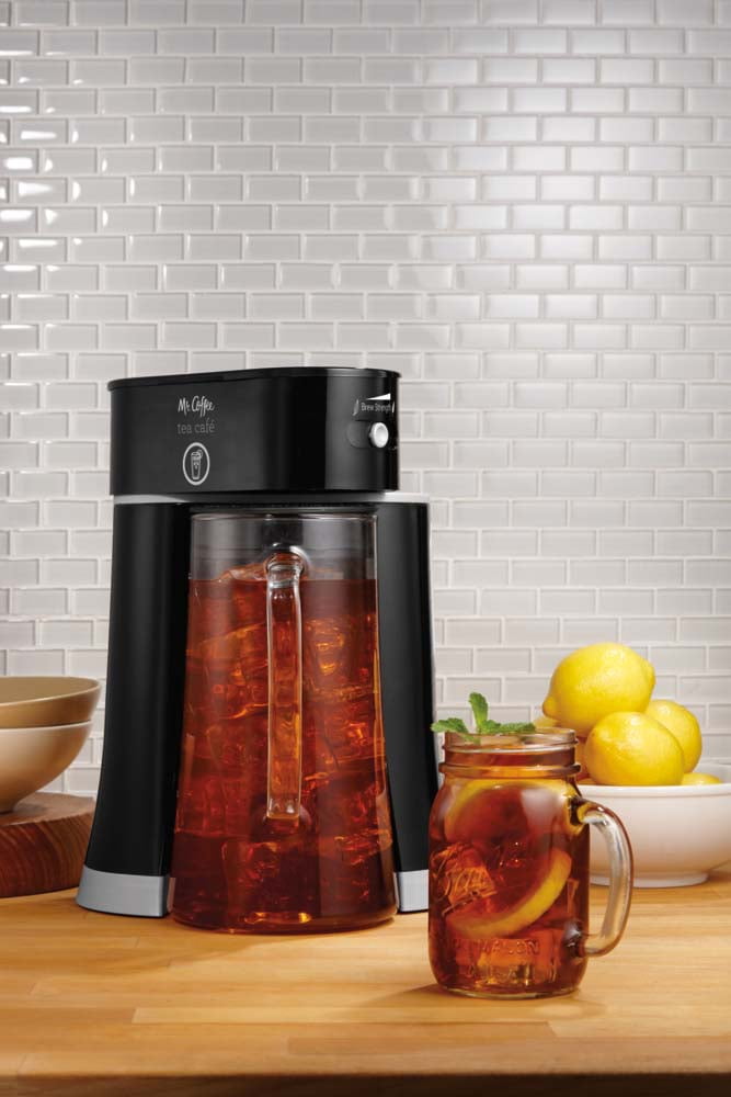 Mr Coffee Tea Cafe 2-in-1 Black Iced Tea Maker with Glass Pitcher Fast Brewing 
