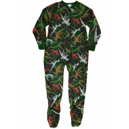 Boys Camouflage Dinosar Skeleton Fleece Blanket Sleeper Footed Pajamas 4