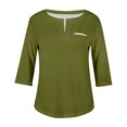 thumbnail image 4 of Ltctricy Plus Size Tops for Women 3/4 Length Sleeve V Neck Curved Hem Casual Loose T Shirts Tunic Tee Blouses(Army Green,3X-Large), 4 of 5