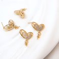 thumbnail image 3 of Aretes chapados en oro de 18 quilates TANGJMXG cuentas geométricas de circonita blanca Corazón de mariposa, 3 of 5