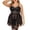 Black, variant on Sexy Babydoll Lingerie Nightgown Set for Women Spaghetti Strap Lace Trim Mini Dress with Matching Arm Warmers Nightwear Blue XXL
