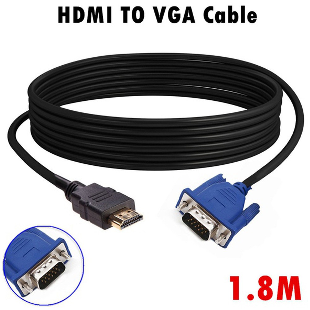 1,8M HDMI to VGA Male Laptop PC Projector Monitor Video Connection Lead Cable