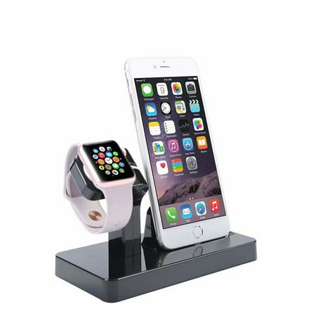 2 in 1 Stand Holder & Charging Dock Station, Charger Stand Dock Compatible with Apple Watch Series 3 2 1, iWatch, iPhone, iPod