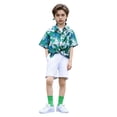 thumbnail image 3 of NAFUU Boy's 5 Piece Outfits Flowers Prints Short Sleeve Lapel Top And Shorts With Scarf Socks For Kids Comfortable Sportwear Boys Spring Outfits 12-13 Years, 3 of 6