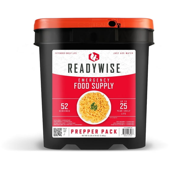 ReadyWise Prepper Pack Bucket, 52 Servings, Emergency Food Supply