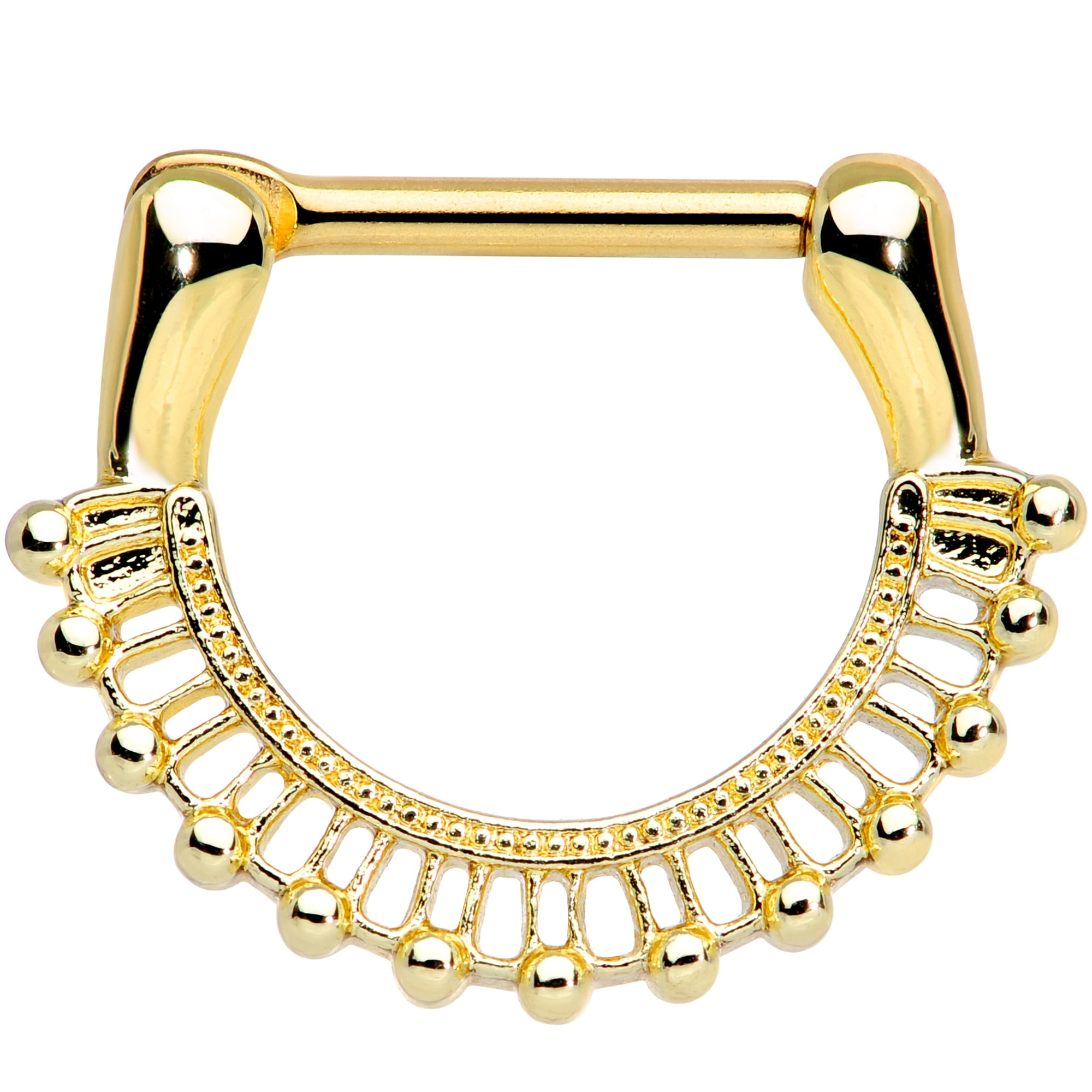 Body Candy Womens 16G PVD Steel Septum Textured Frill Daith Tragus Nose