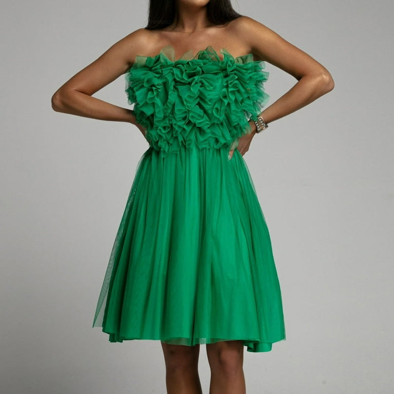 knee length dresses for ladies Anna Strapless Floral Tutu Mini Dress main image 0