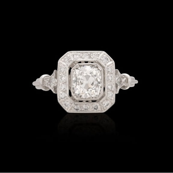 Silvago Jewel 1 Ct Cushion Cut White Diamond Wedding Rings - 14K White Gold Over Rings - Halo Ring Set Anniversary Gifts For Couples - Wedding Proposal Rings for Girlfriend - Classic Wedding Ring