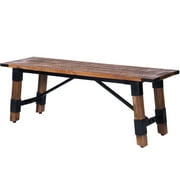 Beaumont Lane Rustic Lodge Industrial Wood and Metal Bench in Beige