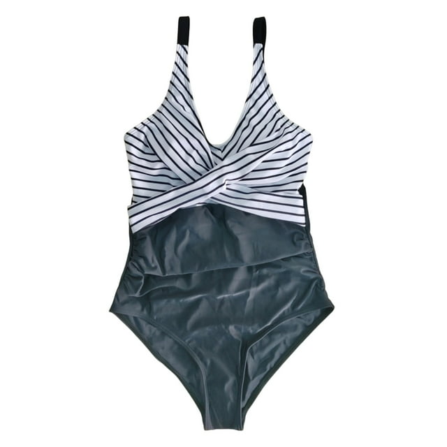 Aayomet Swim Suit Color Block Print Racerback Swimwear Athletic Training Bathing Suits,Black M