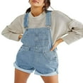 thumbnail image 1 of Women‘s Adjustable Strap Denim Jumpsuit with Pockets, 1 of 4