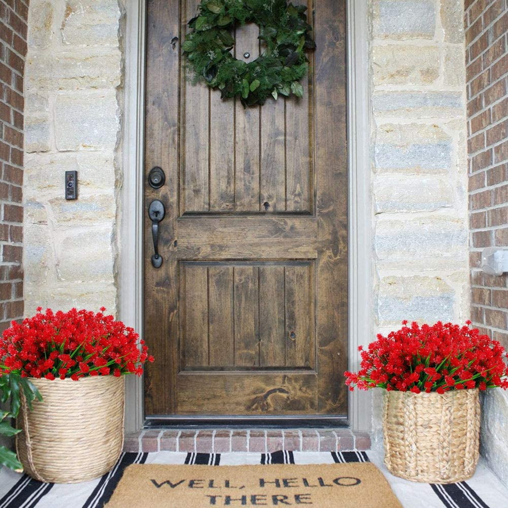 24 Bundles Artificial Flowers Lotus Outdoor Fake Flowers for Decoration UV Resistant No Fade Faux Plastic Plants Garden Porch Window Box Décor (Orchid)