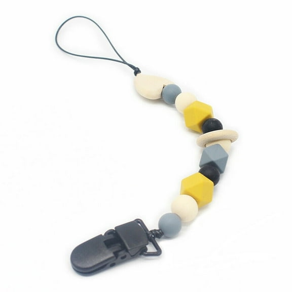 Magik Baby Pacifier Clip Chain Binky Holder Teething Beads Wooden Silicone