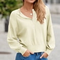 thumbnail image 2 of ZUKMRJPC Women's Half Button Down Sweaters Long Sleeve Casual Crewneck Solid Color Pullover Sweaters Fall Trendy Loose Knit Tops, 2 of 7