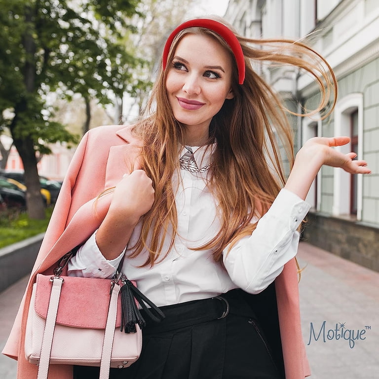 Red Padded Headband with Silver Leaf Accents - Women Accessories Red & Silver Snowflake Padded Headband | Christmas Holiday  main image 2