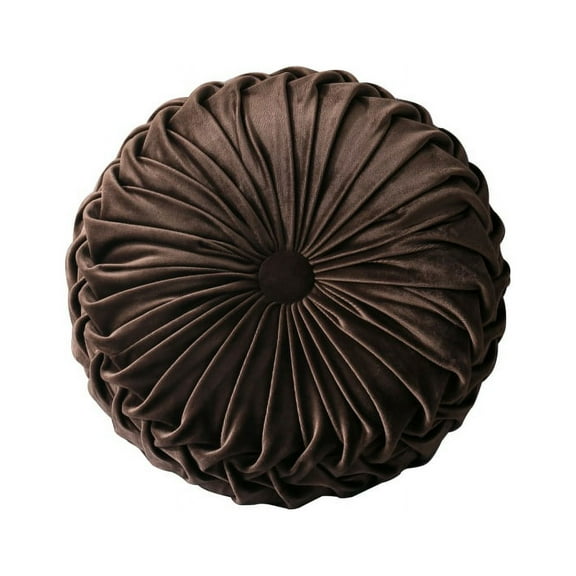 ZEDWELL Velvet Pleated Round Pumpkin Throw Pillow Couch Cushion Floor Pillow Decorative For Home Sofa Chair Bed Car