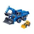 thumbnail image 3 of Vehículo de construcción de juguete, coche de ingeniería de aleación, camión excavadora de ingeniería simulada, camión inercial, coche para cumpleaños azul, 3 of 9