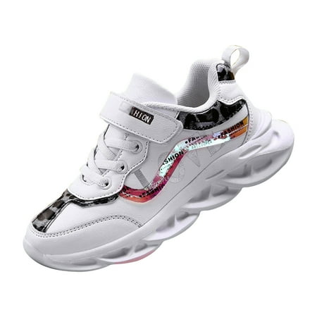Ketyyh-chn99 Children s Casual Shoes Boys Breathable Non-Slip Light Sneakers Shoes Everyday Mesh Lace-Up Athletic Sneaker (Little Girls & Big Girls) White 1.5 Big Kids