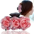 thumbnail image 4 of Cheers US Large Butterfly Octopus Ribbon Silk Chiffon Rose Flower Large Bows Plastic Hair Claw Clips Jaw Barrettes Grips Clamps Clasps Pins Decorative Buns Twist Hair Up, 4 of 7