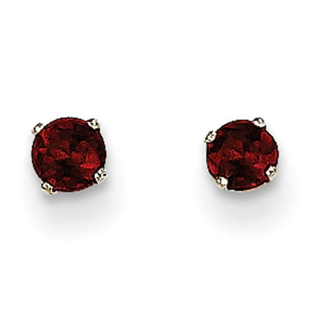 - 14k White Gold Polished 3mm Genuine Garnet Post Stud Earrings 3mm x 3mm