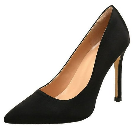 

YCNYCHCHY 2022 Sexy New Ladies Pointed Toe Work High Heels Silk Banquet Stiletto Pumps Large Size Women Professional Casual Shoes