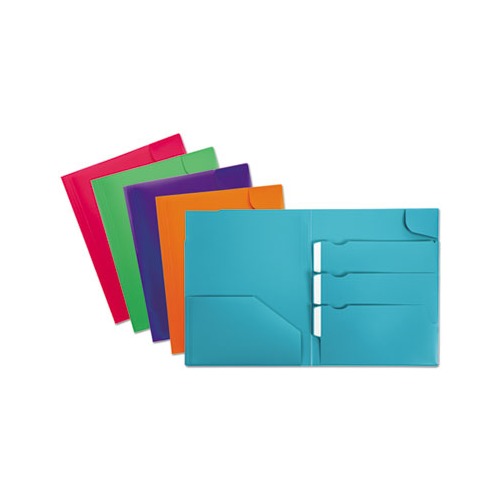 Divide It Up Four-Pocket Poly Folder 11 x 8-1/2, Assorted