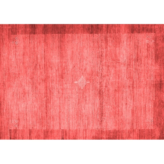 Ahgly Company Indoor Rectangle Abstract Red Contemporary Area Rugs, 2' x 4'