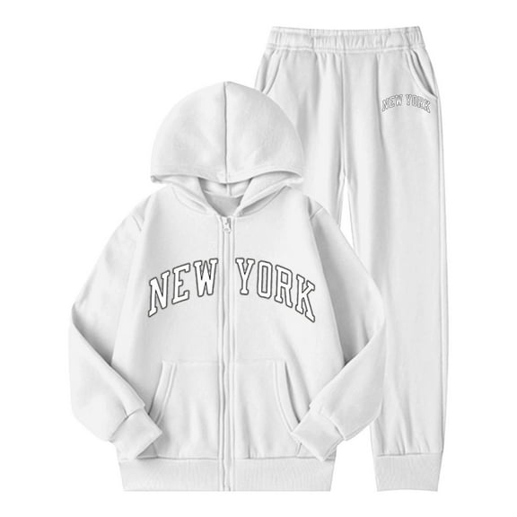 ANINEO Child Girls Letter Print Tracksuit Warm Winter Outfits With Zippered Long Sleeve Hoodie And Jogger Pants Sweatsuit Cartoon Casual Athletic Wear Toddler Kids Soft Clothes Sets