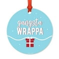 thumbnail image 1 of Funny Round Metal Christmas Ornament, Gangsta Wrappa, Present Graphic, Includes Ribbon and Gift Bag, 1 of 2