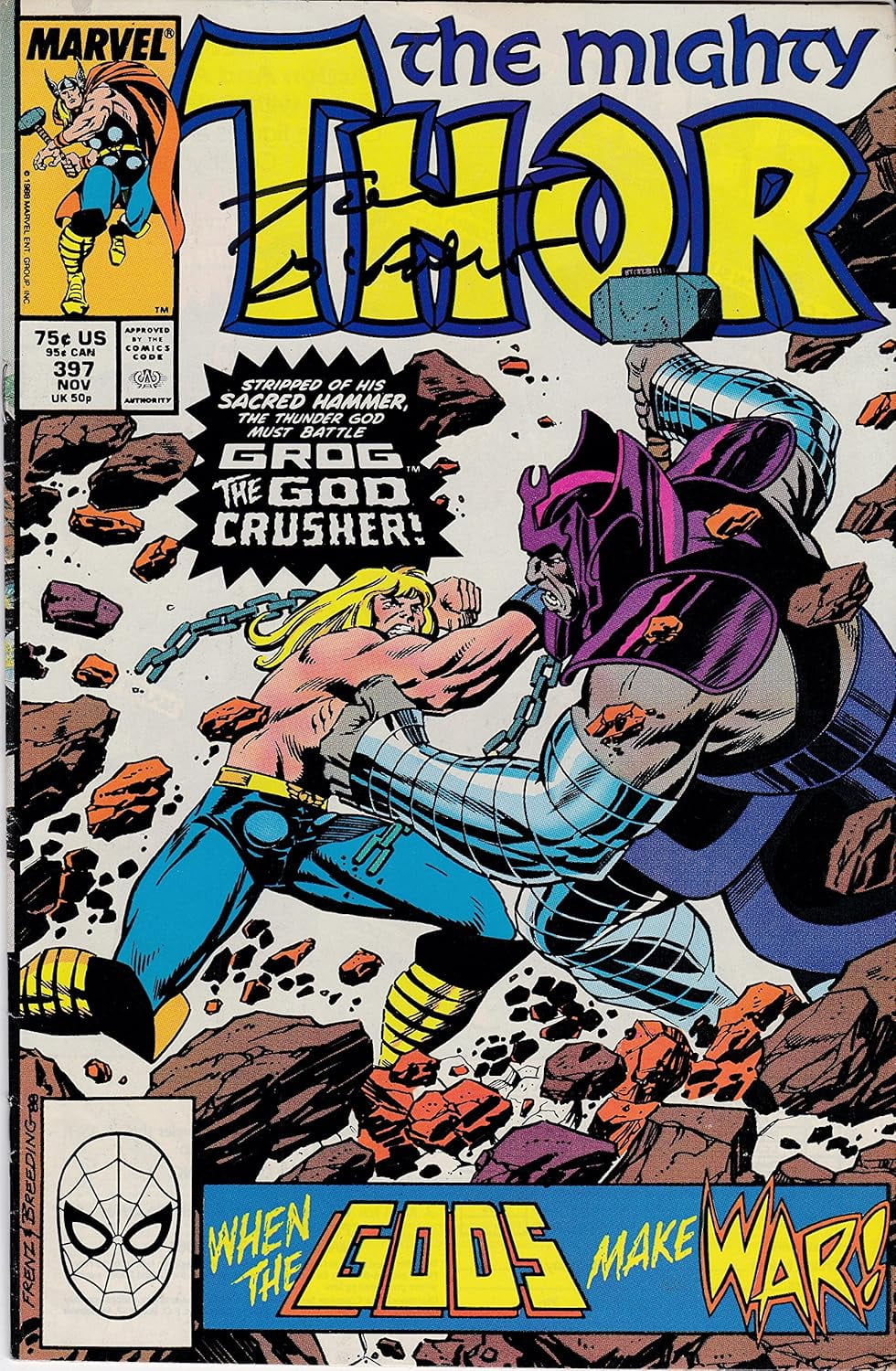 The Mighty Thor #397 VF/NM Signed Tom Defalco and Ron Frenz