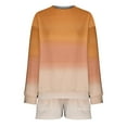 thumbnail image 5 of BXINGOHAI Womens Gradient 2 Piece Sets Thin Fleece Long Sleeved Sweatsuit Round Neck Sweatshirts and Sweat Shorts Casual Fall Winter Outfits Today Sales Orange,L, 5 of 6