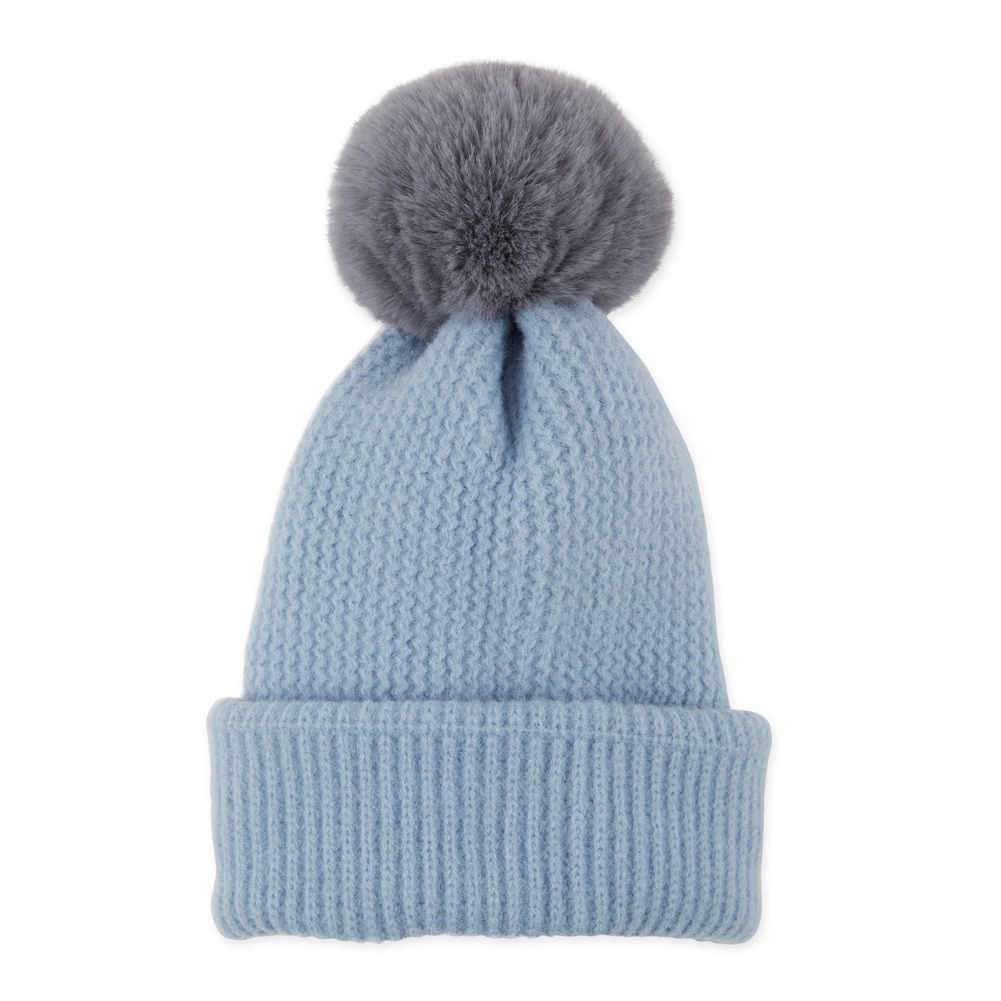 Hadley Wren Plush Knit Pom Pom Beanie, Sky Blue - Walmart.com