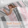 thumbnail image 4 of 3 Piece Pink Grey Striped Duvet Cover Set Full Size, Microfiber Comforter/Quilt Cover with Corner Ties and 2 Pillowcases, Gray Modern Abstract Art All Season Soft Bedding with Zipper Closure, 4 of 8