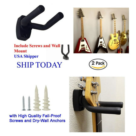 Lot of 2 Guitar Hangers Holder Rack Wall Mount Display with Screws, GRAK-Q2, Fits all size Bass and Electric Guitars By Top Stage Ship from