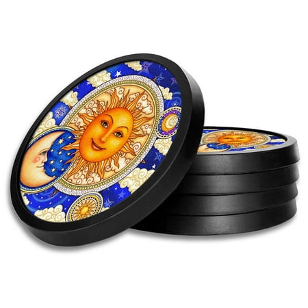 

Silicone Non-Slip Drink Coasters with Removable Printed Absorbent Felt Pad - Set of 4 - Sun & Clouds - Image by Dan Morris