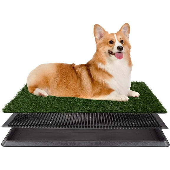 Artificial Grass Puppy Pee Pad for Dogs and Small Pets - 20x25 Reusable 3-Layer Potty Training Pad with Tray - Dog House and Pet Supplies