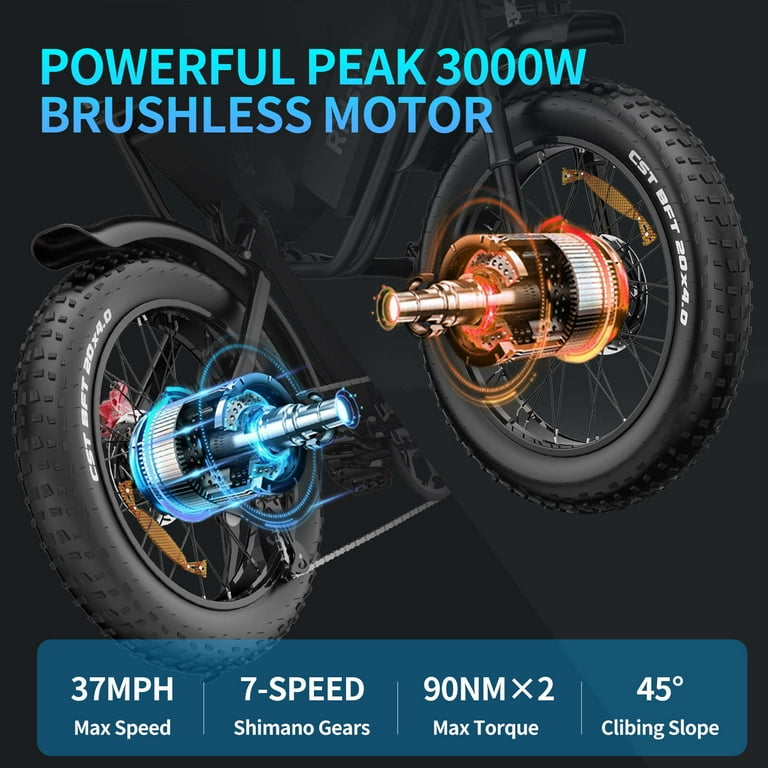 Ridstar Electric Bike for Adults,PEAK 3000W 37MPH,52V 40Ah