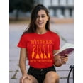 thumbnail image 2 of Witches Gotta Have Options Halloween Broom Women's T-shirt, S, Red, 2 of 6