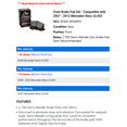 thumbnail image 2 of Front Brake Pad Set - Compatible with 2007 - 2012 Mercedes-Benz GL450 2008 2009 2010 2011, 2 of 2