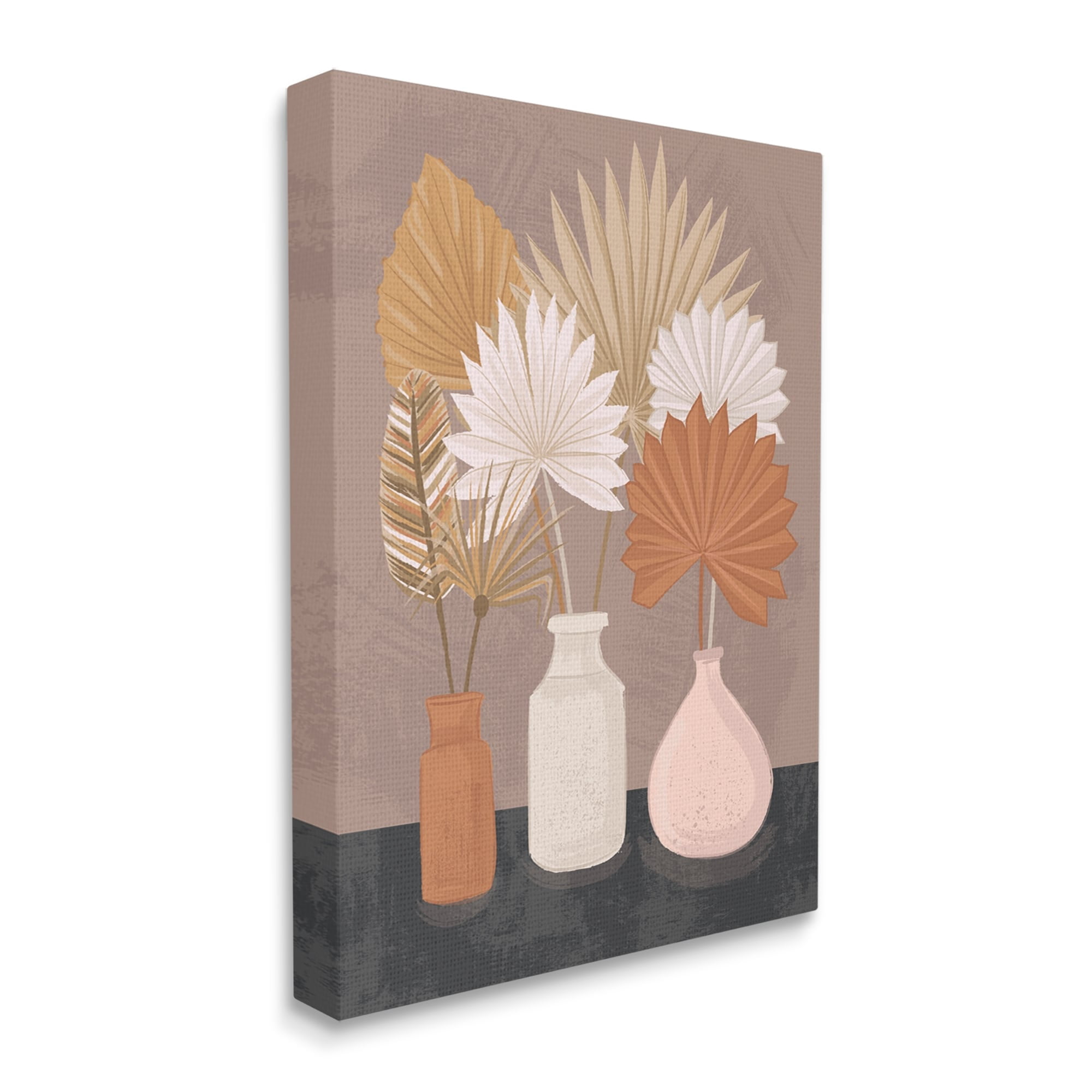 Stupell Industries Palm Leaves Potted Plant Fans Bohemian Still Life,36 x 48, Design by Lisa Perry Whitebutton