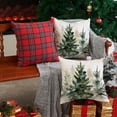 thumbnail image 4 of Christmas Pillow Covers 20x20 inch Set of 2 Watercolor Blue Green christmas tree Decorative White Throw Pillow Covers Winter Famliy Decoration for Home couch TH-31C20, 4 of 6