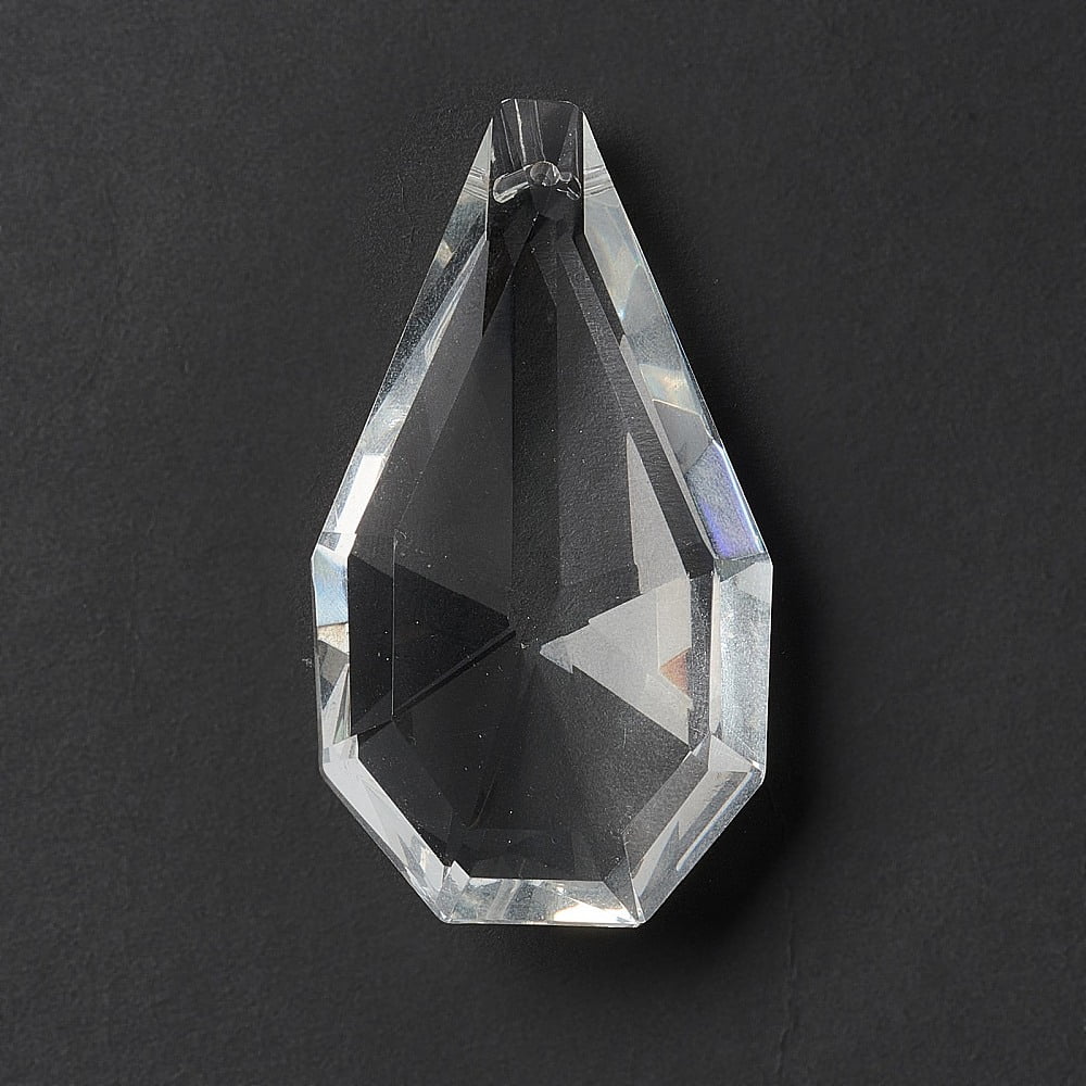 15 pc Transparent Glass Big Pendants for Chandelier Hanging Pendants Faceted Teardrop Clear 62.5x34x17.5mm Hole: 1.8mm