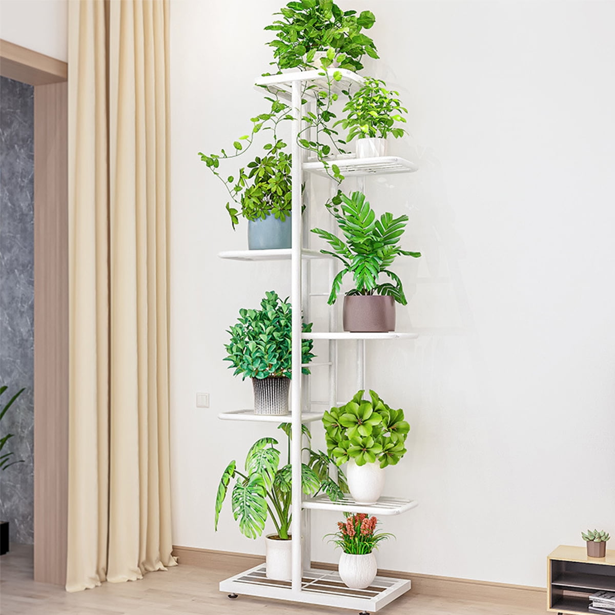 US 4/5 Tiers Flower Pot Rack Stand Plant Display Shelf Storage Garden Metal Wood 