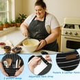 thumbnail image 7 of URBY 1pc Plus Size Strip Apron Extra Wide for Kitchen Cooking, Black White, 7 of 7