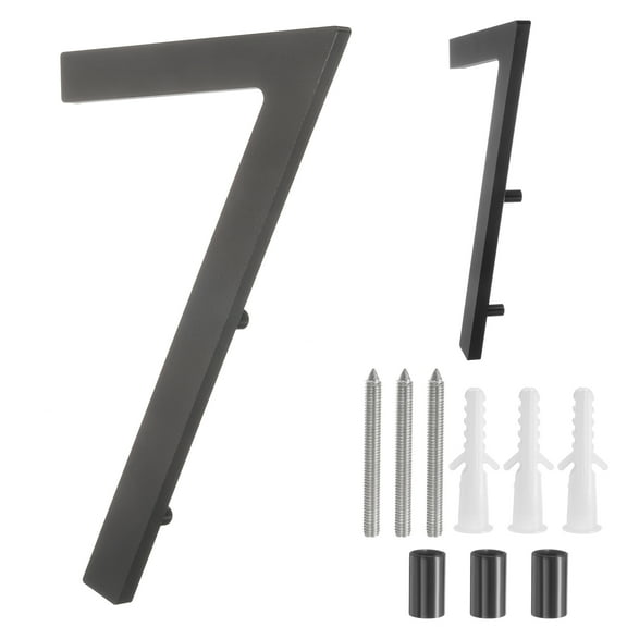 Uxcell 7" Solid Aluminum Floating House Numbers for Outside Address(Number 7, Black)