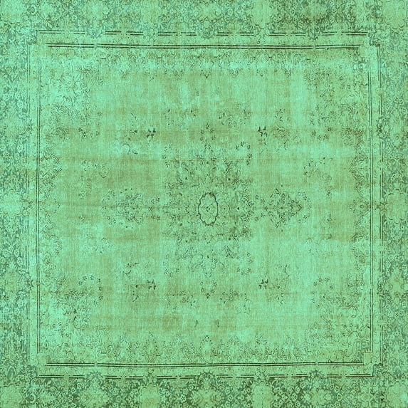 Ahgly Company Indoor Square Oriental Turquoise Blue Modern Area Rugs, 4' Square